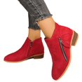 thumbnail image 6 of IEMIEMIEM Women's Faux Suede Low-Heeled Chelsea Boots Fashion Comfortable Pointed Toe Chunky Stacked Heel Western Cowboy Boots Fall Winter Side Zip Dress Ankle Bootie Red 7.5 Wide, 6 of 6