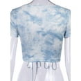 thumbnail image 6 of Kiapeise Women Top, Summer Tie Dyeing Pattern Short Sleeve Outfit, Slim Crop Drawing Straps Deep V-Neck, 6 of 8