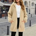 thumbnail image 2 of idosla Womens Fleece Zip Up Jacket with Pockets Oversized Long Sherpa Hoodie Fuzzy Jackets Warm Teddy Coat (Beige, XXL), 2 of 9