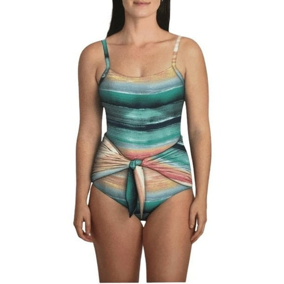 Carole Hochman Ladies' One Piece Tie Front Swimsuit (Multi Stripe, XX-Large)