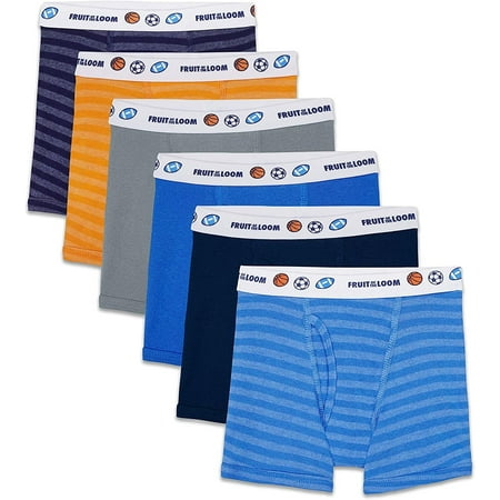 Fruit of the Loom Toddler Boys' Boxer Briefs Assorted, Cotton-6  Pack-Assorted, 4T/5T