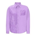thumbnail image 5 of OGLCCG Sequin Shirts for Women Shiny Casual Long Sleeve Button Down Glitter Blouse Dressy Fashion Lapel Collar Sparkly Party Shirt Tops,M,Purple, 5 of 7