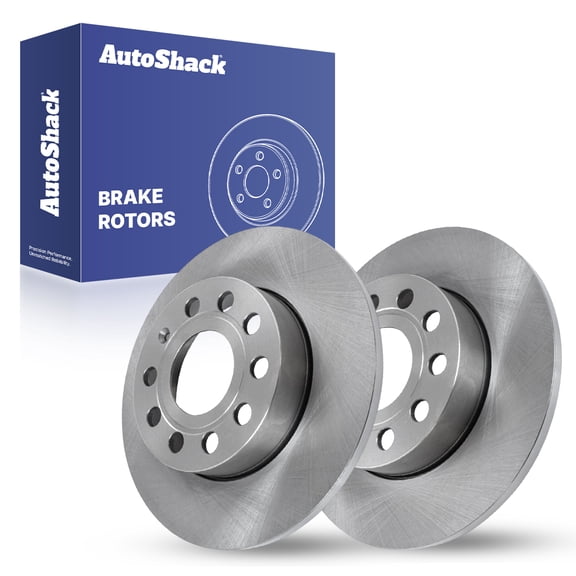 AutoShack Rear Brake Rotors for Volkswagen & Audi, Jetta 2005-2010 Rabbit 2006-2009 Golf 2010-2011 A3 2008, FWD L4 1.8L 1.9L 2.0L L5 2.5L - 10.23" (259.8 mm), 9-Lug