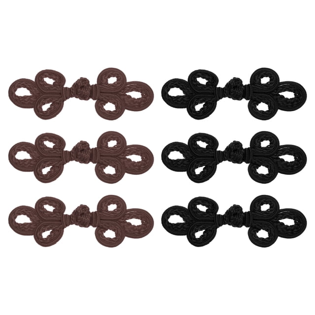 Uxcell 6 Pcs Botones de Nudos Chinos para Cierre de Costuras y Capas, Café Oscuro/Negro