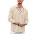 thumbnail image 2 of UKAP Mens Shirts Lapel Neck Blouse Button Down Tops Regular Fit Work Tunic Shirt Khaki L, 2 of 8