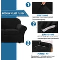 thumbnail image 3 of Modern Velvet Plush 4 Piece High Stretch Sofa Slipcover Furniture Protector Form Fit Luxury Thick Sofa Cover, Machine Washable, 3 of 6