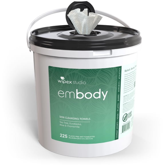 Toallitas corporales Wipex Embody de gran tamaño a base de plantas con aceite de árbol de té 225