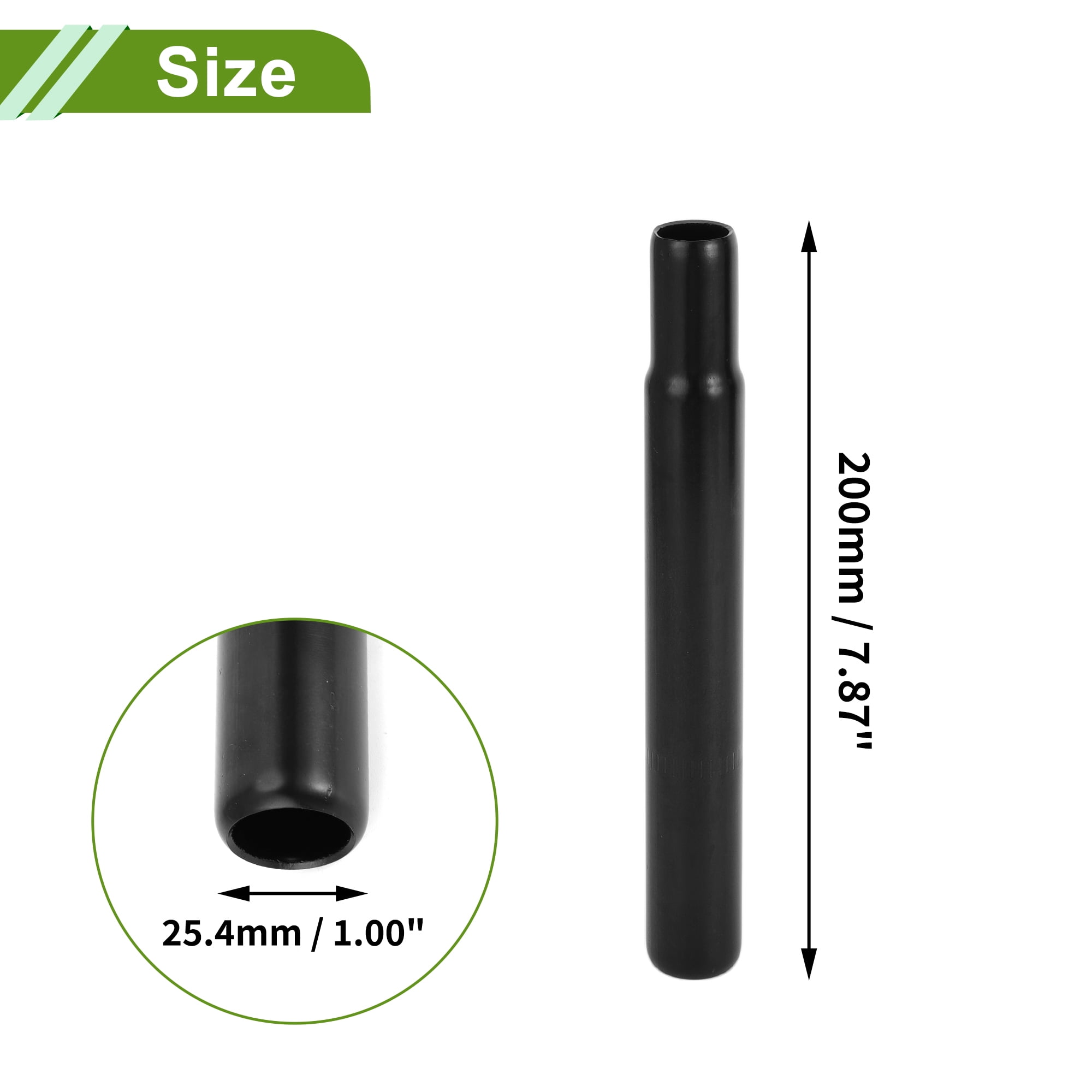 Unique Bargains 25.4x200mm Black Bike Seat Posts Bike Saddle Post Seat Tube Steel 1 Pc