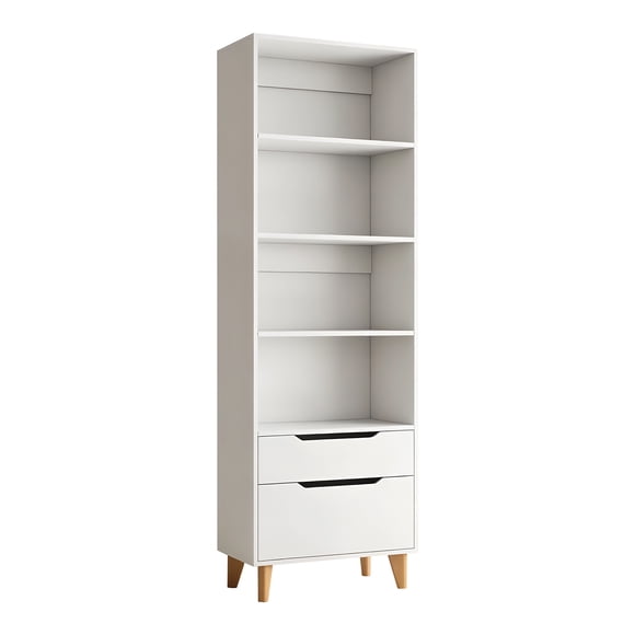 Ilios Innova | Librero Organizador Blanco 60 cm con Cajones, Diseño Minimalista con Repisas y Almacenamiento Funcional para Sala, Recámara u Oficina