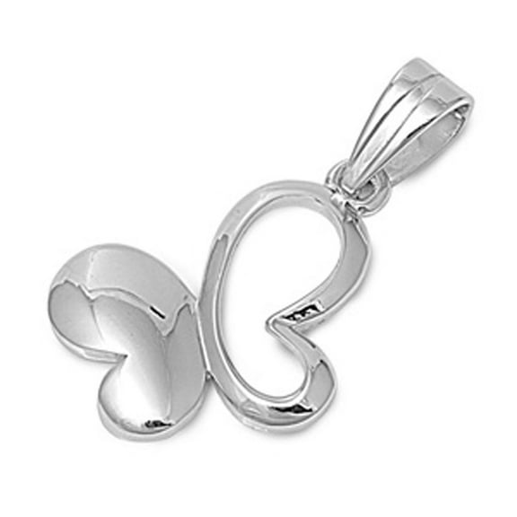 Animal Shiny Cutout Butterfly Pendant .925 Sterling Silver Promise Heart Charm Jewelry Female Unisex