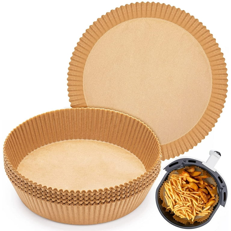 Aeeteek Air Fryer Liners Disposable Paper 50pcs Baking Parchment Paper  Sheets Round Plates Grease and Water Proof Non Stick Basket Liners for