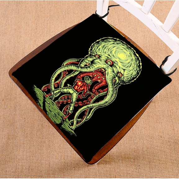 PHFZK Funny Chair Pad, Alien Tentacles Attack Cowboy Seat Cushion Chair Cushion Floor Cushion Two Sides Size 20x20 inches