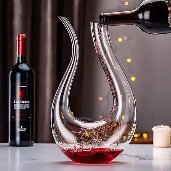 Caja de regalo para decantador de vino en forma de U de cristal, decantador de cisne