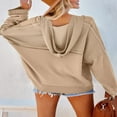thumbnail image 3 of Sweat à Capuche Décontracté à Manches Longues pour Femmes Automne Couleur Unie, 3 of 5