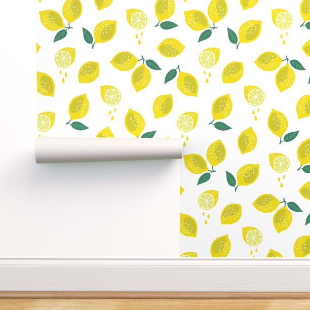 Peel-and-Stick Removable Wallpaper Lemon Fruit Fresh Yellow Summer