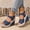 Blue, variant on Women's Non Slip Denim Wedge Sandals Peep Toe Plus Size Spring Summer Trendy Comfortable Casual Beach Shoes Blue 37