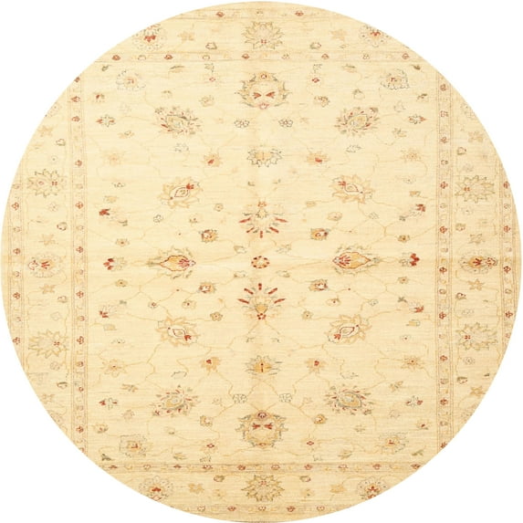 Ahgly Company Machine Washable Indoor Round Traditional Sun Yellow Area Rugs, 3' Round