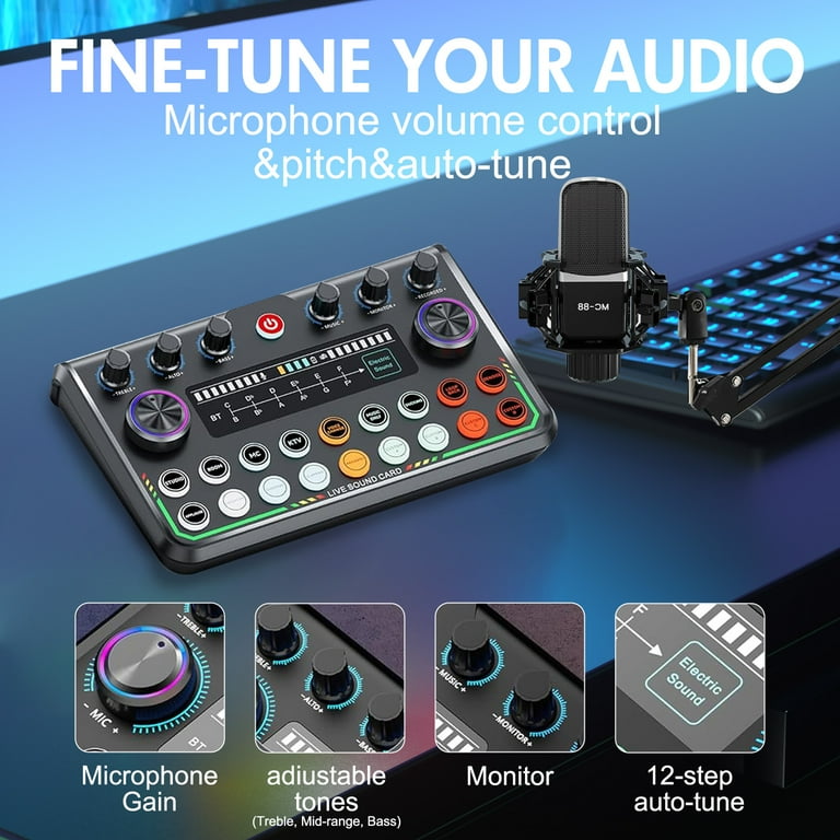 Podcast Equipment Bundle for 2, Audio Interface with Condenser