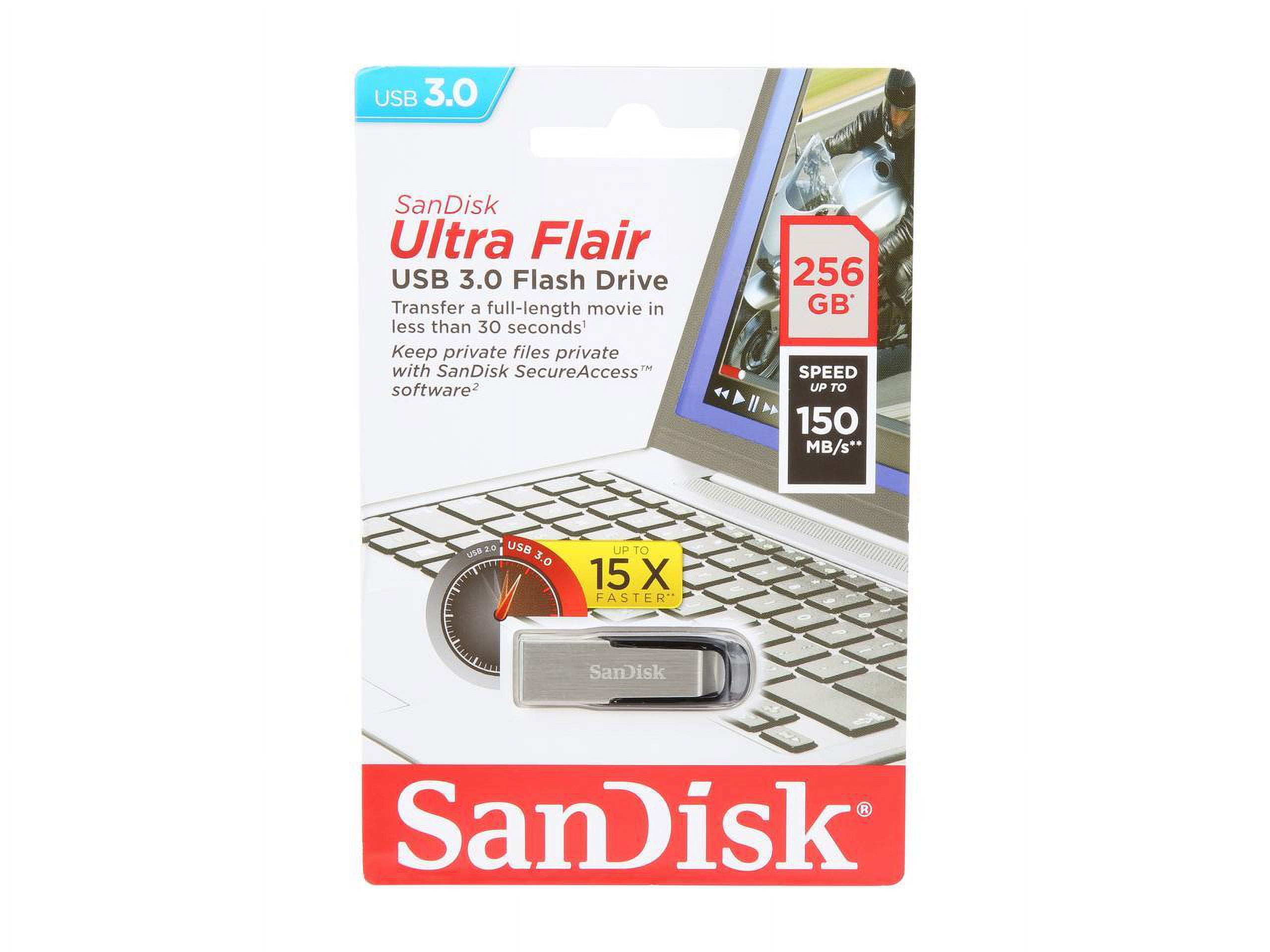 SanDisk Ultra Flair 256GB Thumb Memory Stick, USB 3.0 Flash SanDisk Ultra Flair 256GB Thumb Memory Stick, USB 3.0 Flash