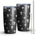 thumbnail image 2 of 20oz Tumblers Halloween White Skulls and Bones Stainless Steel Vacuum Insulated Double Wall Travel Tumbler Cups Mug with Lid and Straw,Cleaning Brush for Cold & Hot Drinks, 2 of 7