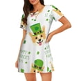 thumbnail image 1 of Disketp happy dog. St. Patricks Day para Camisón Corto de Manga Corta para Mujeres, Camisón Cómodo con Escote Redondo, Bonito y Confortable, 1 of 6