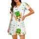 thumbnail image 1 of Easygdp happy dog. St. Patricks Day Camisón de manga corta para mujer, informal, estampado, 1 of 6