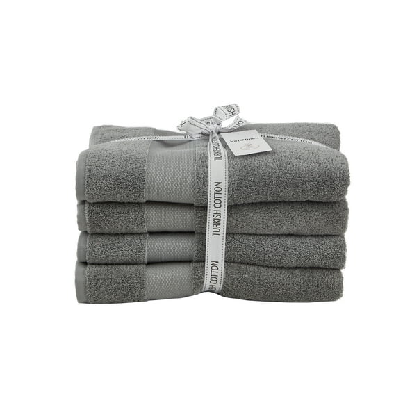 Diamond Turkish Towel Set of 4 Grey