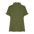 thumbnail image 5 of hoksml Women's Cotton V Neck Short Sleeve Peplum Blouse, Ruffle Trim Casual Tunic, Loose Fit Top for Daily and Office Wear, 5 of 8