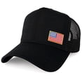 thumbnail image 2 of AC Racing USA American Flag Patch Snapback Trucker Mesh Cap - Black, Small Yellow Side, 2 of 4