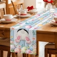 thumbnail image 5 of Easter Table Runner 72 Inches, Spring Bunny Feet Flowers Eggs Blue Wooden Grain Bed Runner Dresser Scarves Tabletop for Indoor Outdoor Parties/Ceremony/Banquet, 14" x 72", 5 of 8