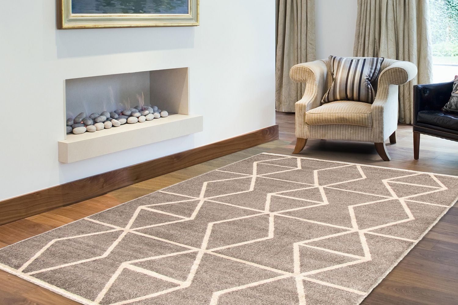 ECARPET Living Room Bedroom Carpet, Geometric Indoor Area Rug Ana Collection