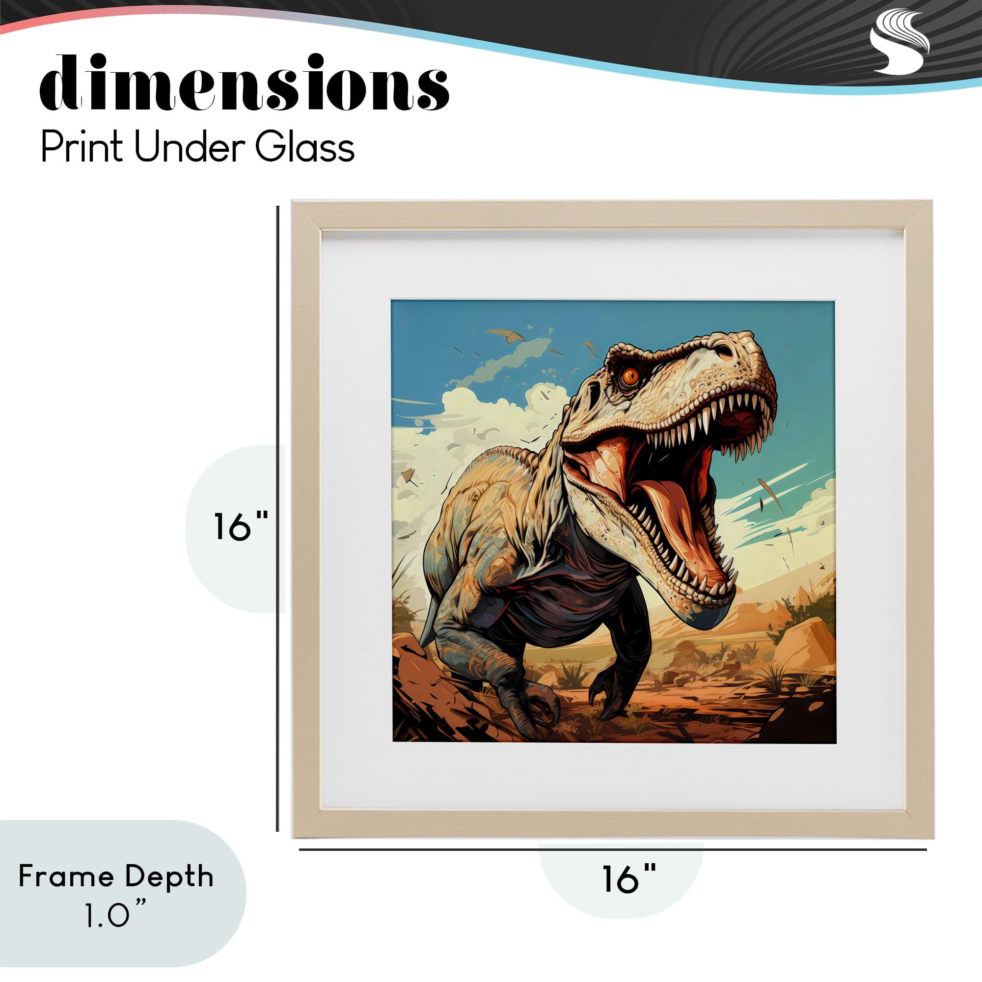 Stupell Industries Velociraptor Desert Sunset Birch Framed Print Under Glass, design by Creative Studio