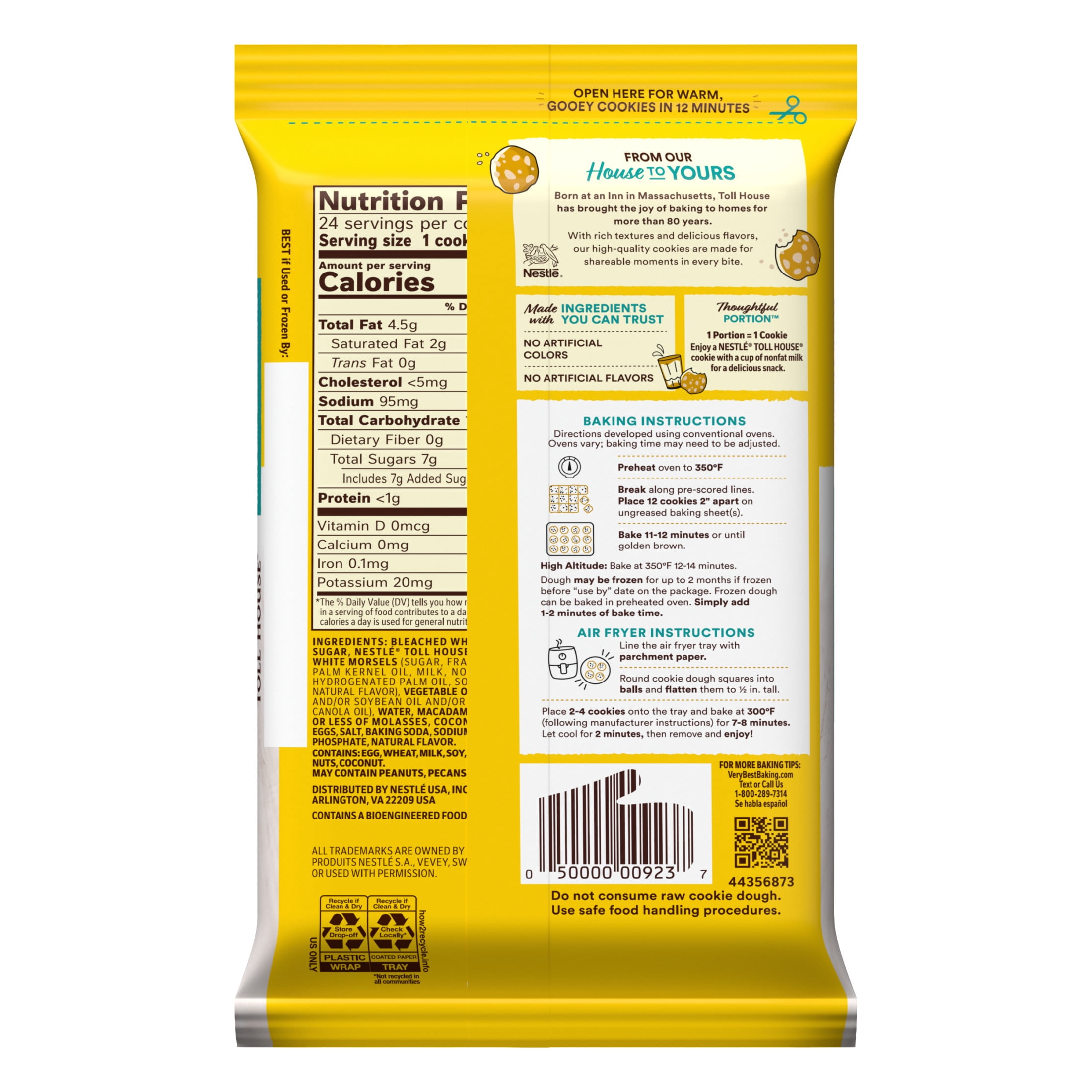 Nestle Toll House White Chip Macadamia Nut Cookie Dough, Makes 24 Cookies, 16 oz