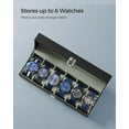 thumbnail image 5 of Watch Box, 12-Slot Watch Case with Large Glass Lid, Removable Watch Pillows, Watch Box Organizer, Gift for Loved Ones, Black Synthetic Leather, Gray Lining, 5 of 8