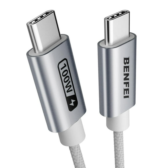 BENFEI Câble de Recharge Rapide USB-C (100 W 3,3 Pi), Boîtier en Aluminium avec Câble USB-C en Silicone Anti-Enchevêtrement, Design Tressé pour iPhone 15/15 Pro/15 Plus/15 Pro Max MacBook Pro/iPad Pro/Air 4, Samsung Galaxy S23+/S23