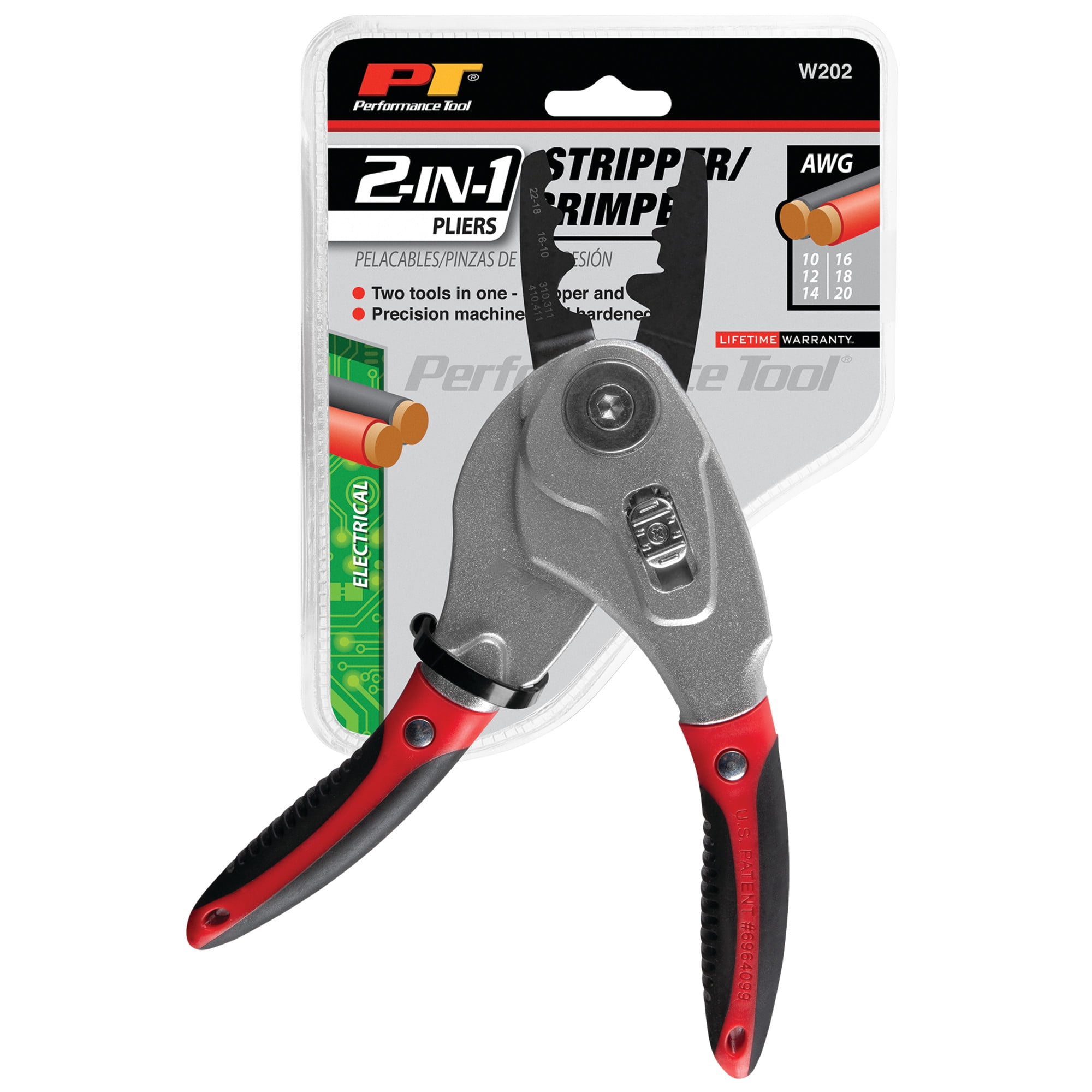 Performance Tool W202 2-In-1 Wire Stripper Pliers and Crimping Tool