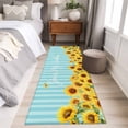 thumbnail image 4 of Runner Rug 2 x 6 Ft, Sunflower Washable Non-Slip Floor Mat for Kitchen Hallway/Entryway, Yellow Summer Botanical Blue Striped Farmhouse Long Kitchen Runner Area Rugs for Living Room, Low-Profile, 4 of 8