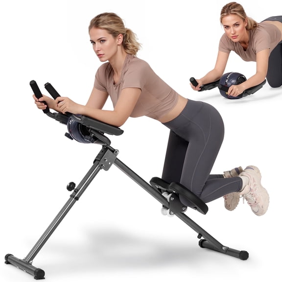 MaxKare Adjustable Ab Machine for Home Gym, 6-Level Core Workout Equipment with Detachable Ab Roller Wheel, Foldable Core Trainer, 220lbs