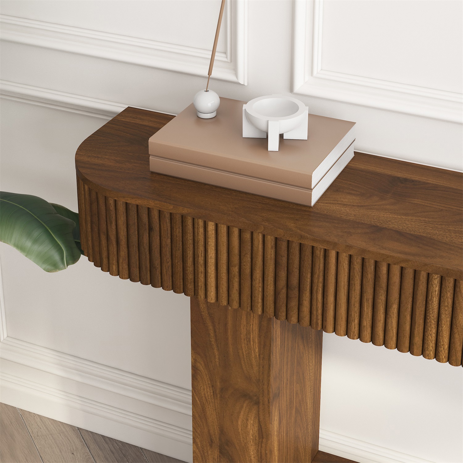 Hommoo 62.9-Inch Farmhouse Wooden Console Table, Narrow Hallway Accent Table for Living Room, Entryway, Foyer & Behind Sofa, MDF Rustic Rectangular Sofa Table, Walnut