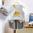 thumbnail image 2 of TOWED22 2 Piece Baby Toddler Boy Clothing Sets Sleeveless Shirt Top + Cute Graphic Pull-on Shorts Summer Casual Outfits(Light Gray,5-6 Y), 2 of 4