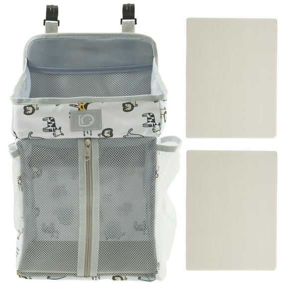 LINFANG Baby Crib Hanging Caddy Organizer Multi Pocket Baby Diaper Hanging Bag Nappy Stack Organizer Machine Washable for Wipes Nursery