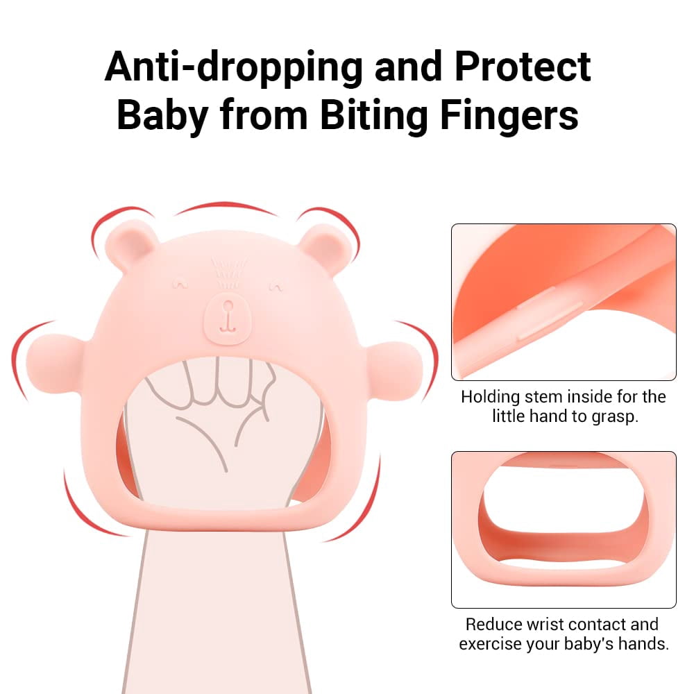 Baby Teething Toys, Silicone Baby Teether Toy for Infants 3+ Months, Never Drop Silicone Baby Mitten Teether for Soothing Teething Pain Relief, Baby Chew Toys for Sucking Needs, BPA Free