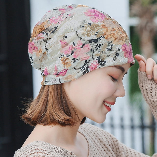 Femmes Inde Musulmane Stretch Turban Chapeau Dentelle Cheveux Impression Tête Foulard Wrap