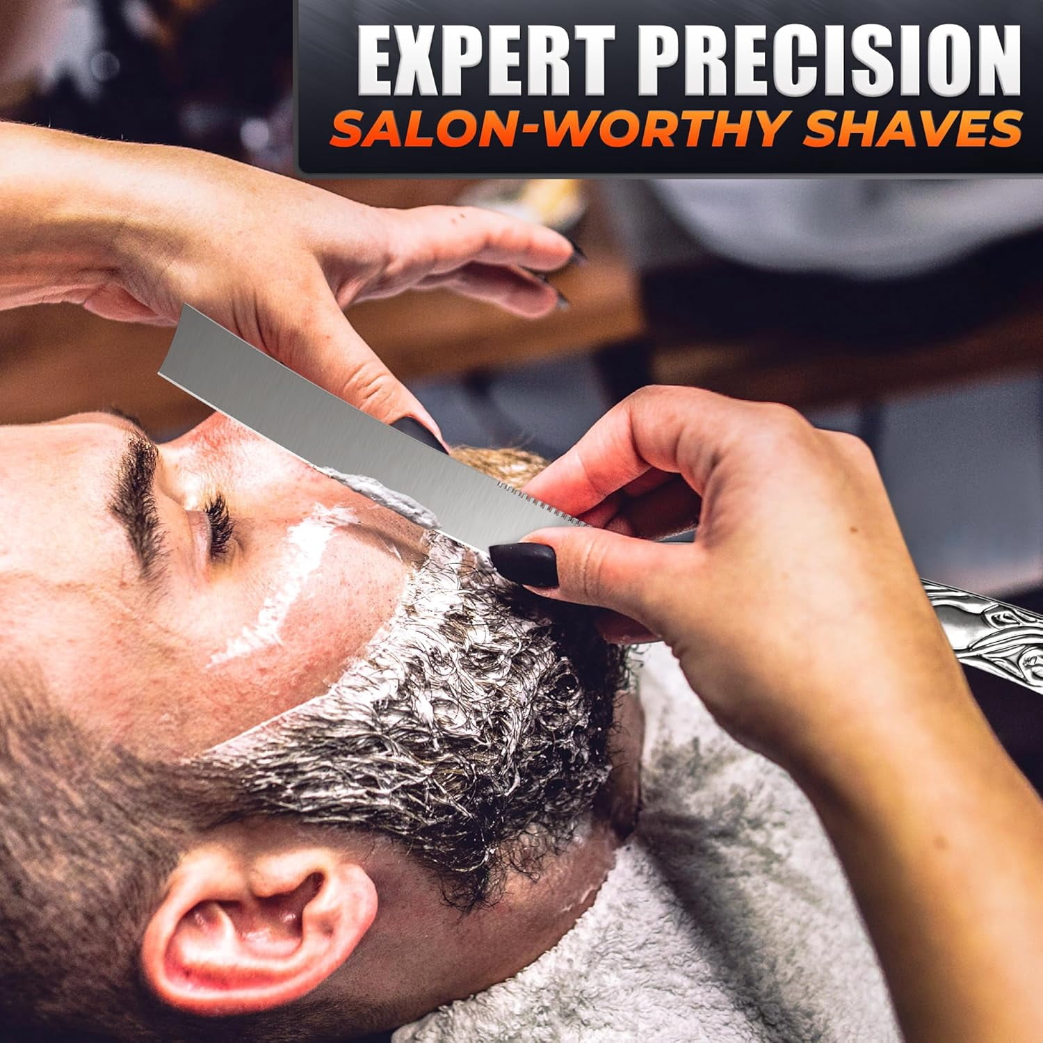 11.4" Retro Classic Barber Straight Razor for Men  Pre-Sharpened Carbon Steel Blade - Rust-Resistant Ergonomic Handle