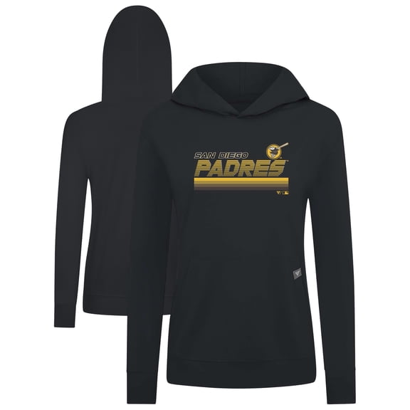 Women's Levelwear Black San Diego Padres Relay Breaker Pullover Hoodie
