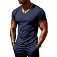 thumbnail image 4 of MHOSTAFH Men's V Neck Tees Shirts Casual Solid Color Short Sleeve Gym Athletic Tops Lightweight Breathable Workout T-shirt, 4 of 9