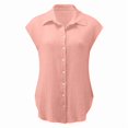 thumbnail image 5 of Aricy button down shirts for women plus size Casual Short Sleeve Loose Fit V-Neck Linen Work Blouse Tops with Pocket, Button On Shirt, 5 of 5