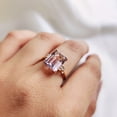 thumbnail image 3 of Natural Pink Amethyst & Diamond Ring, 14K Solid Yellow Gold Ring, Emerald Cut Amethyst Ring, February Birthstone Ring, Anniversary Gift, 3 of 10