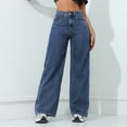 thumbnail image 4 of Kovlvoll Womens Jeans Straight Leg Button Waisted Solid Color Casual Denim Pants with Pockets, 4 of 7