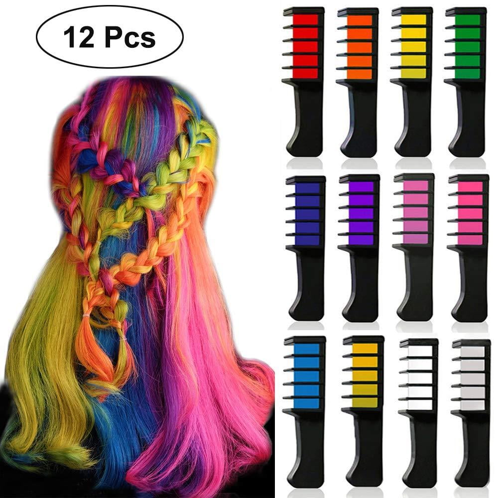 12 Colors Temporary Bright Hair Color Chalk Set for Girls Kids, Kalolary Washable Hair Color